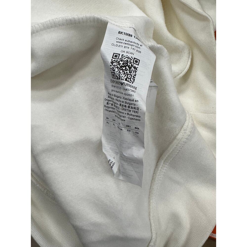 Emporio Armani Cream Gray Logo sweatshirt sweater crewneck size XL B13 - Picture 7 of 9